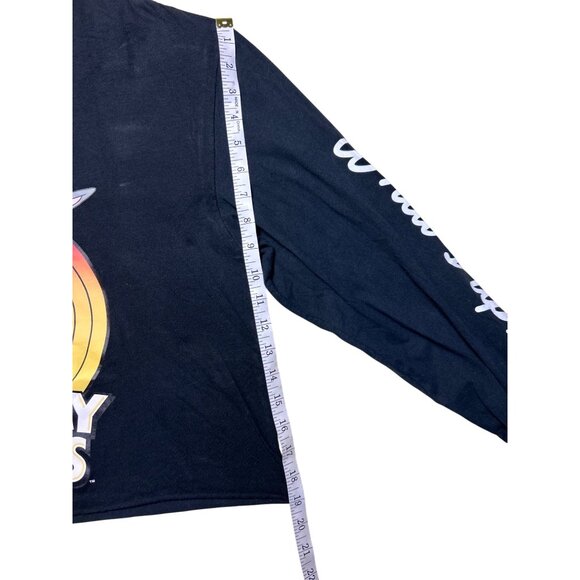 Looney Tunes Bugs Bunny Black Long Sleeve Cropped Tee With Retro Rainbow Graphic - Picture 5 of 9